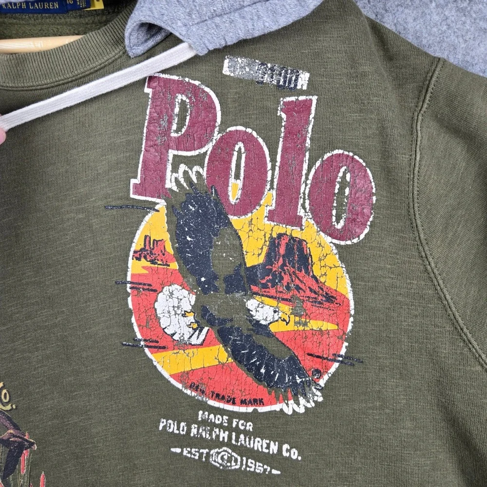 Polo Ralph Lauren Sportsman Country Hoodie Mens XL Green Graphic Wildlife
